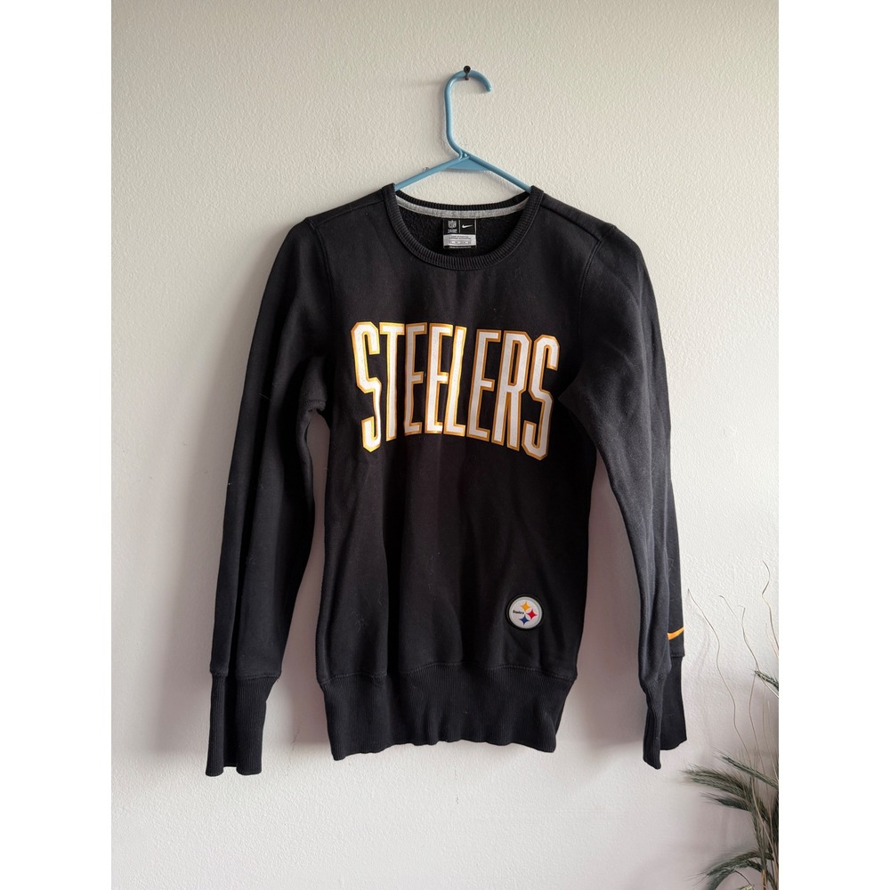 Nike NFL Pittsburgh Steelers Sweatshirt Women XS Black Crewneck Fleece 3622